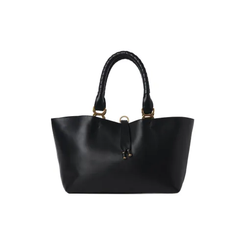 Chloe Marcie Гладкая отделка крупнозернистая текстура телячья кожа тоут сумка для покупок сумка через плечо сумка маленькая женская черная