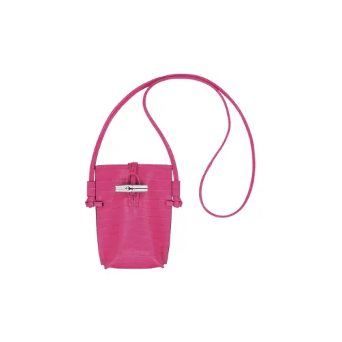 LONGCHAMP Roseau Крокодил Тисненый Телячья кожа Сумка через плечо Чехол для телефона Женские Фуксия