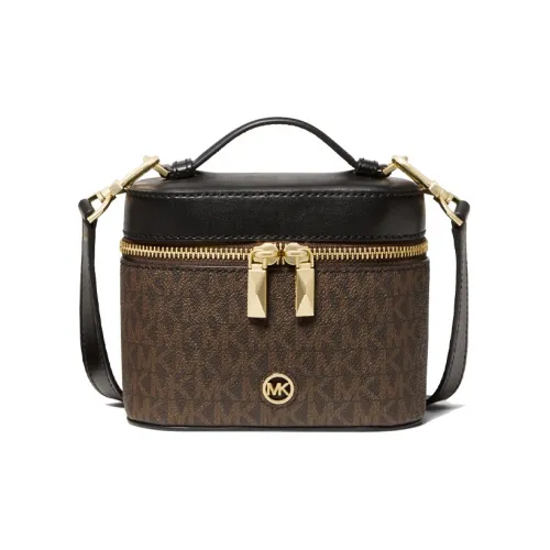 MICHAEL KORS Основная часть Покрытый холст Ведрообразная сумка Сумка через плечо Сумка через плечо Маленькая Женская Коричневая