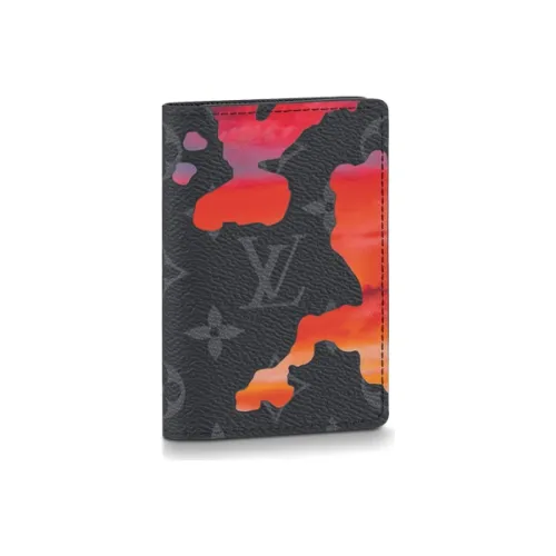 LOUIS VUITTON Покрытый холст Держатель для карт кошелек Мужской Серый красный