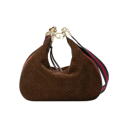 GUCCI Attache Кожа с Замша Пельменная Сумка Портативная Сумка через плечо Сумка через плечо Женская Темно-Коричневая