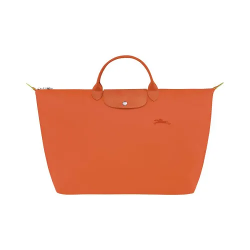 LONGCHAMP Le Pliage Green Переработанный холст с кожей комбинированная дорожная сумка большой женский апельсин