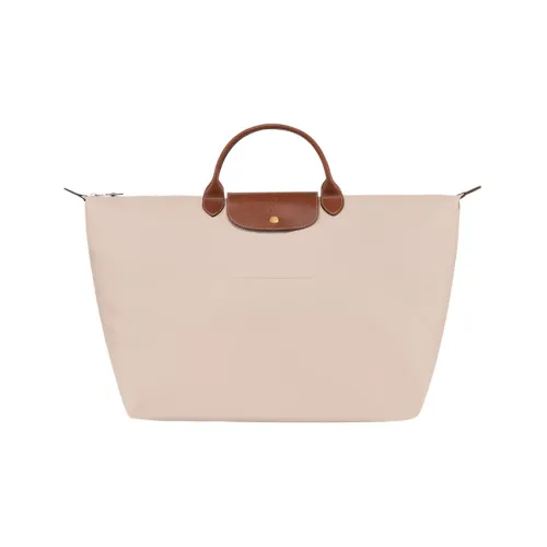 LONGCHAMP Le Pliage Холст с кожей Комбинированный Холст Сумка Путешественная Сумка Сумка Большая Женская Бежевая