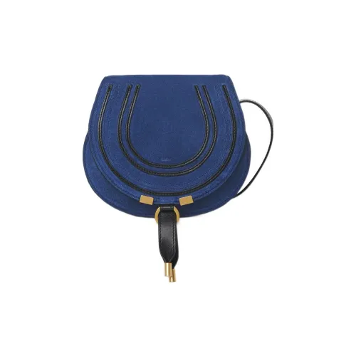 Chloe Marcie Замша с рельефной телячьей кожей седельная сумка сумка через плечо маленькая женская синий черный