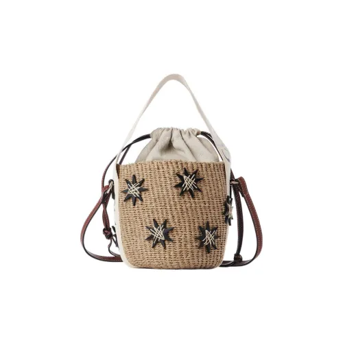 Chloe Woody Embroidery Корова Кожа Корзина Сумка Сумка через плечо Сумка Маленькая Женская Коричневая