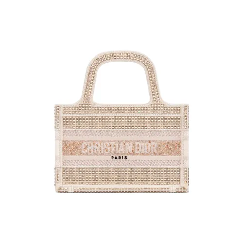 DIOR BookTote Искусственный кристалл Вышивка Тоут Сумка Сумка для покупок Сумка Мини Женская Золотая