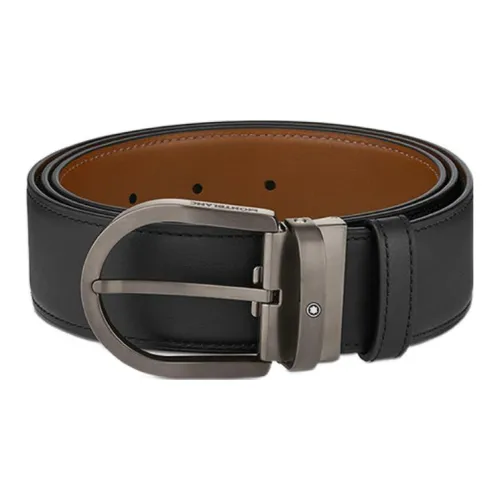 MONTBLANC Ремни из коровьей кожи Мужской Черный Коричневый Ширина 4CM