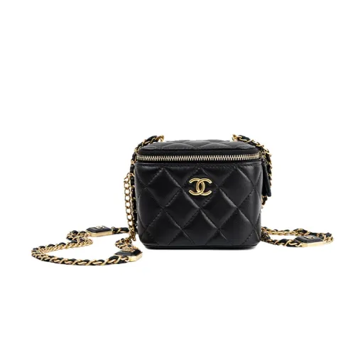 CHANEL 22BFW Sheepskin Box Bag Makeup Bag Shoulder Bag Small Women's Black CHANEL 22BFW Овчина Коробка Сумка Косметичка Сумка через плечо Маленькая Женская Черная