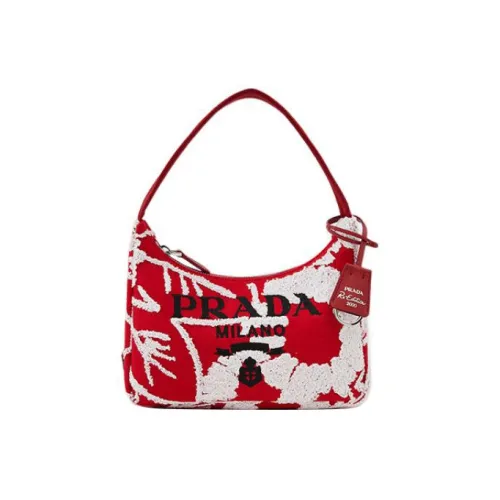 PRADA RE Edition Ткань Вышивка Детали Сумка-хобо Сумка на плечо Сумка Обычный Женские Красный