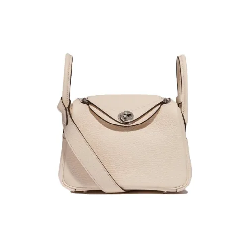HERMES Lindy Taurillon Clemence Коровья кожа Сумка Сумка через плечо Сумка через плечо Мини Женская I2 Nata Кремово-белый