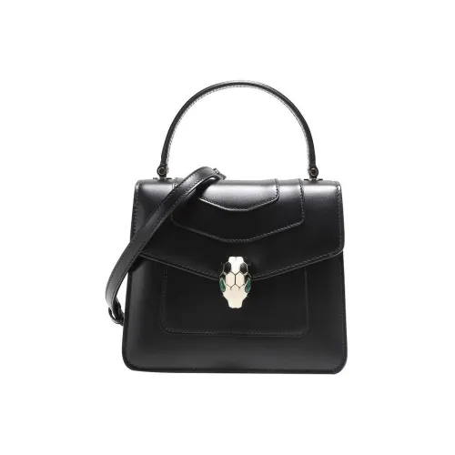 BVLGARI Serpenti Forever Series Телячья кожа Сумка через плечо Сумка на плечо Сумка Маленькая Женская Черная