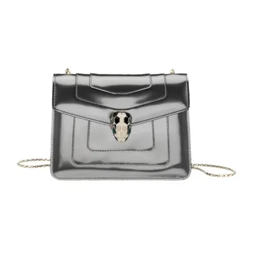 BVLGARI Сумка из коровьей кожи с символом змеи сумка через плечо сумка на плечо женская глянцевый серебряный