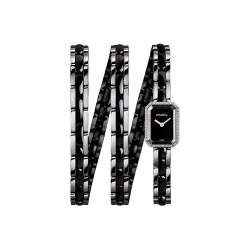 CHANEL Женские часы Кварцевый механизм Керамика Нержавеющая сталь Ремешок Черный циферблат H3058 Часы