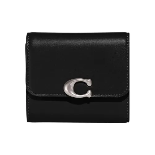 COACH Bandit Телячья кожа Держатель для карт кошелек Женские Черный