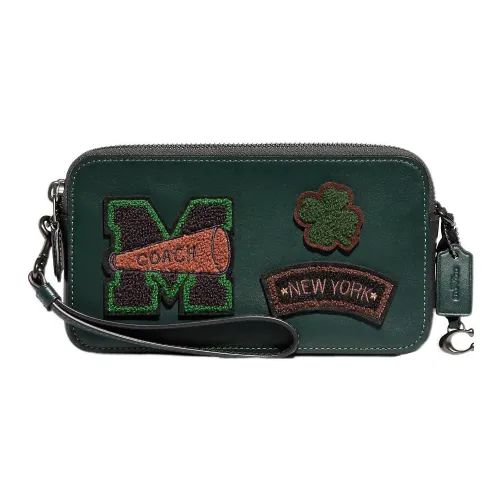 COACH Kira (Красный) Дубленая кожа Маленькая квадратная сумка Сумка через плечо Маленькая Женская Темно-зеленая