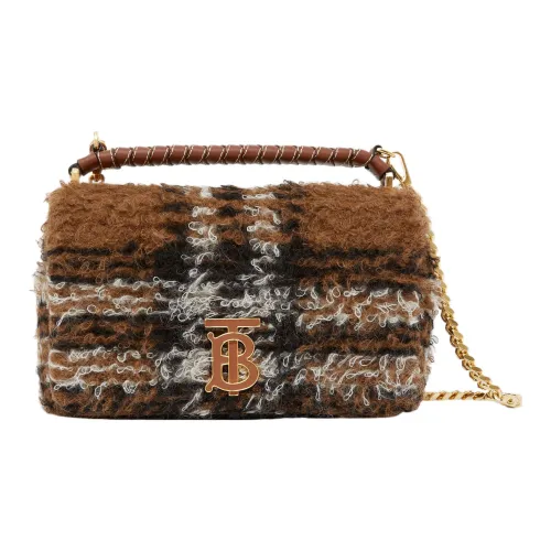 Burberry Lola Сумка Коровья кожа Сумка через плечо Маленькая Женская Темно-коричневая Цвет береза