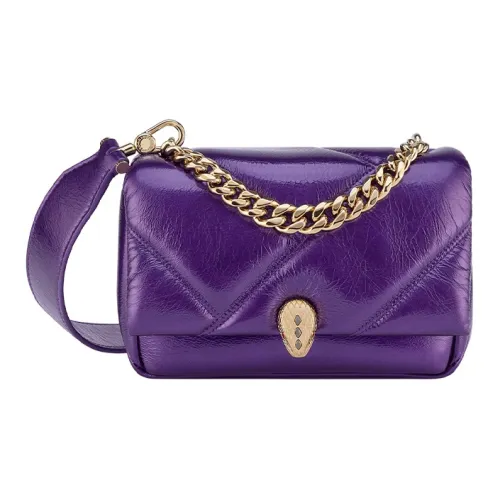 BVLGARI Serpenti Cabochon Телячья кожа Сумка через плечо Мини Женская Фиолетовая