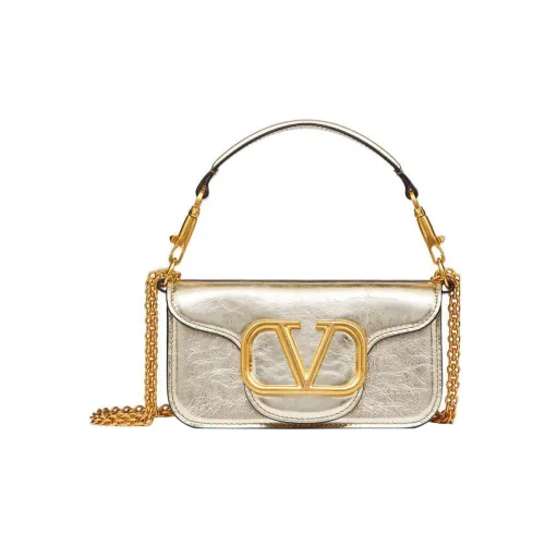 Valentino Locò Металл Текстура Телячья кожа Сумка через плечо Сумка Мини Женская Платина Цвет