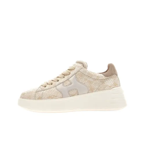HOGAN Rebel Устойчивый к истиранию Низкий Топ Спортивная Повседневная Обувь Женская Экрю Серебряный