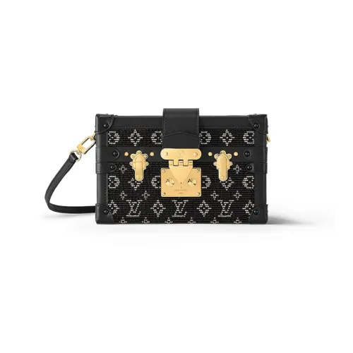 LOUIS VUITTON PETITE MALLE Коровья кожа Одно плечо Через плечо Клатч Женский Черный