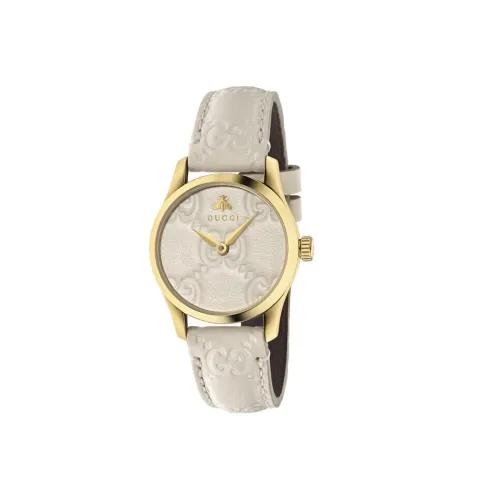 GUCCI G Timeless Collection Кварцевые часы Кожаный ремешок Бежевый циферблат Женские часы