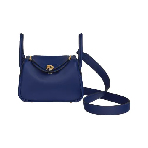 HERMES Lindy Swift Телячья кожа Сумка Сумка через плечо Сумка через плечо Мини Женская 73 BLEU Saphir Сапфир Синий