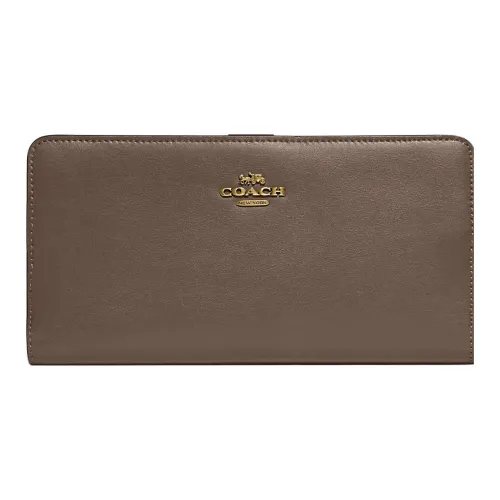 COACH Skinny Wallet Телячья кожа Держатель для карт кошелек Женские Темно-коричневый