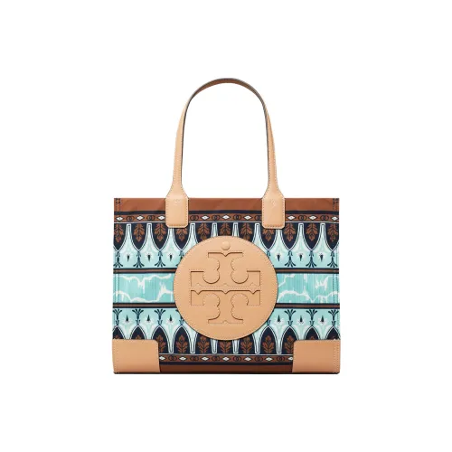 TORY BURCH Ella Полиэстер Тоут Сумка Сумка для покупок Сумка на плечо Сумка Маленькая Женская Коричневая и Синяя