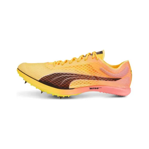 PUMA Shock Absorbers Slip-Resistant Abrasion-Resistant Low Top Carbon Plate Sprint Running Shoes Men's Orange Red PUMA Shock Absorbers Противоскользящие устойчивые к истиранию низкий топ углеродная плита спринт беговые кроссовки мужской оранжево-красный