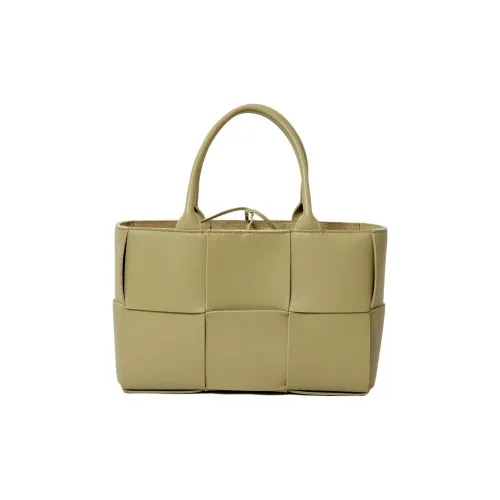 Bottega Veneta Arco Grained Телячья кожа Тоут Сумка Сумка для покупок Сумка Маленькая Женская Коричневая Зеленая