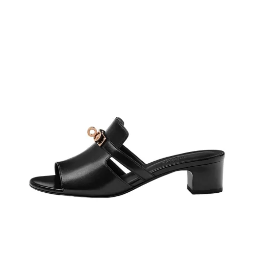 HERMES Конфетный цвет Стильные Сандалии Женские Черные
