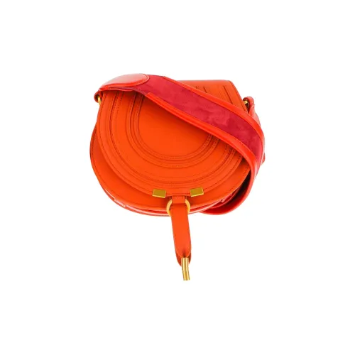 Chloe Marcie Гладкий Блестящий Телячья кожа Седло Сумка Сумка через плечо Маленькая Женская Апельсиновая