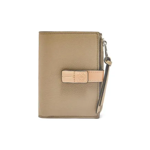 LOEWE Soft с рельефом Телячья кожа Кошелек Женские Artichoke Зеленый Серо-бежевый