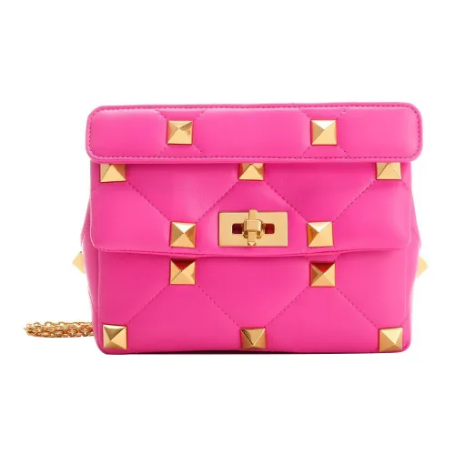 Valentino Roman Stud Овечья кожа Портативная Сумка через плечо Сумка на плечо Женская Розовая