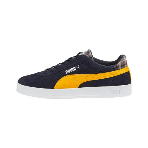 PUMA Club Nylon Tartan Low Топ Скейтборд Кроссовки Унисекс Синий Желтый