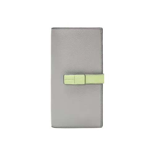 LOEWE Рельефная Телячья Кожа Держатель для Карт Кошелек Большой Женский Жемчужно-Серый Светло-Зеленый