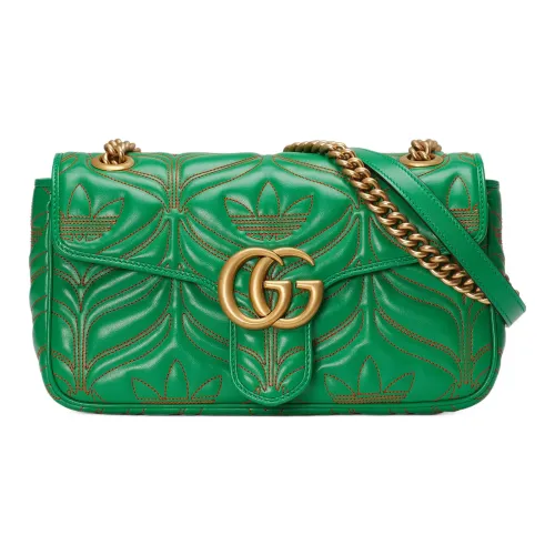 GUCCI Adidas Коллаборация Marmont Кожа Сумка с цепочкой Сумка через плечо Сумка на плечо Женская Зеленая