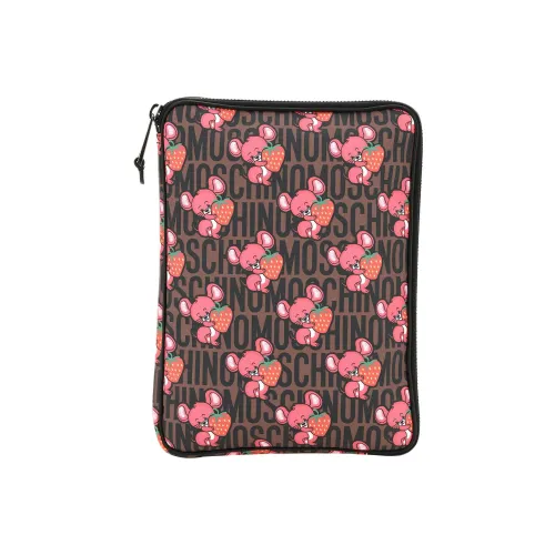 MOSCHINO Холст и кожа Комбинированный клатч Женский Коричневый