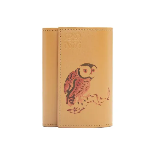 LOEWE Телячья кожа Держатель для карт кошелек Маленький Женский Песочный