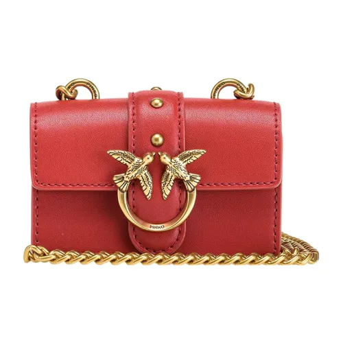 PINKO Love Icon Кожа с Овчина Сумка через плечо Женская Оранжевая Красная