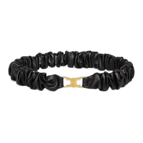 CELINE Sheepskin Leather Belts Women's Black