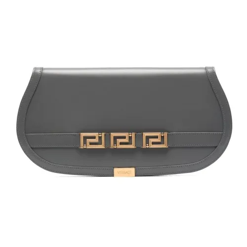 VERSACE Greca Goddess Клатч из коровьей кожи женский серый