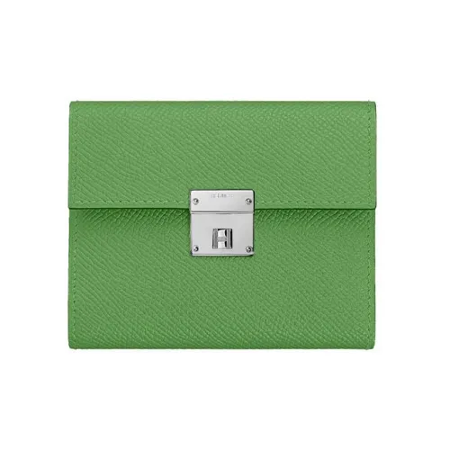 HERMES Clic Epsom Телячья кожа Кошелек Мини Женские 3i Vert Criquet Авокадо-зеленый