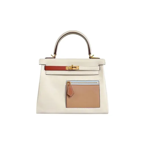 HERMES Kelly Swift Телячья кожа Сумка Kelly Сумка через плечо Сумка Женская I2 Nata Кремово-белый