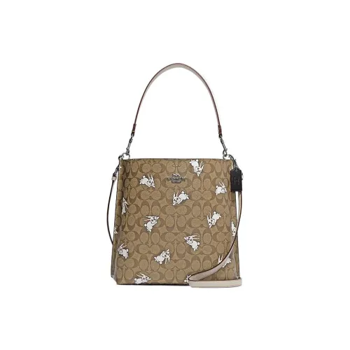 COACH Baymax Rabbit Коллаборация Mollie PVC Ведрообразная Сумка Сумка через плечо Большая Женская Тауповая