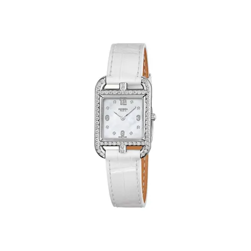 HERMES Наручные часы Кварцевый механизм Натуральная кожа Ремешок Белый циферблат Женские