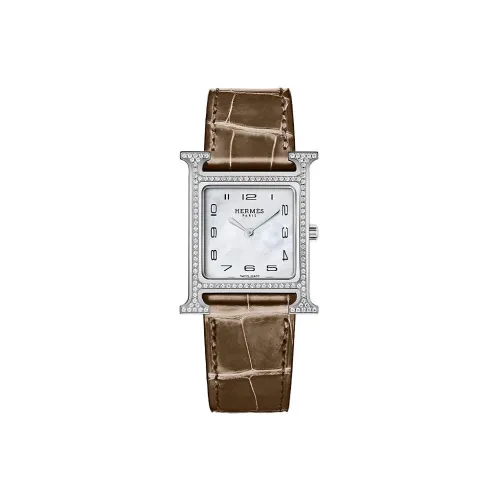 HERMES Heure H Collection Наручные часы Кварцевый механизм Натуральная кожа Ремешок Белый циферблат Женский W046515WW00