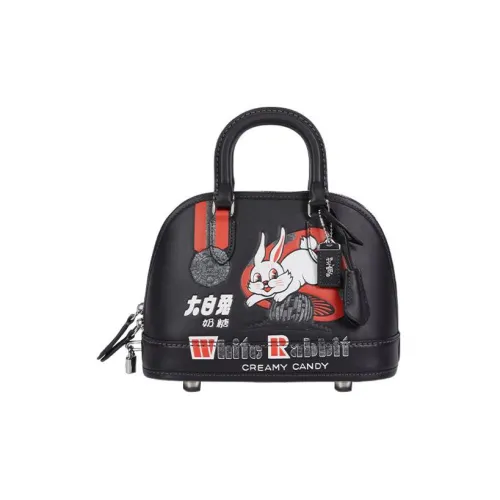 COACH Baymax Rabbit Коллаборация Revel Корова Кожа Сумка через плечо Сумка Средний Женская Черная