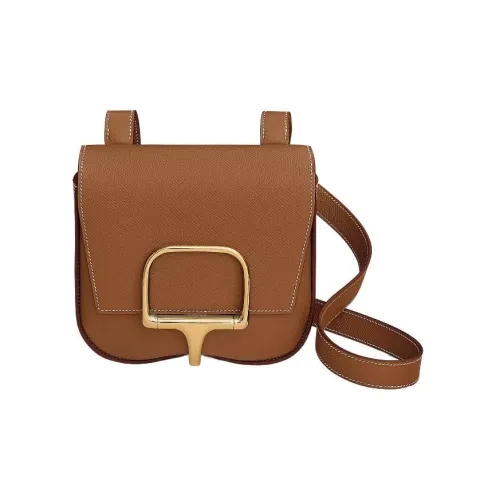 HERMES Della Cavalleria Epsom Телячья кожа Сумка через плечо Мини Женские 37 Золото