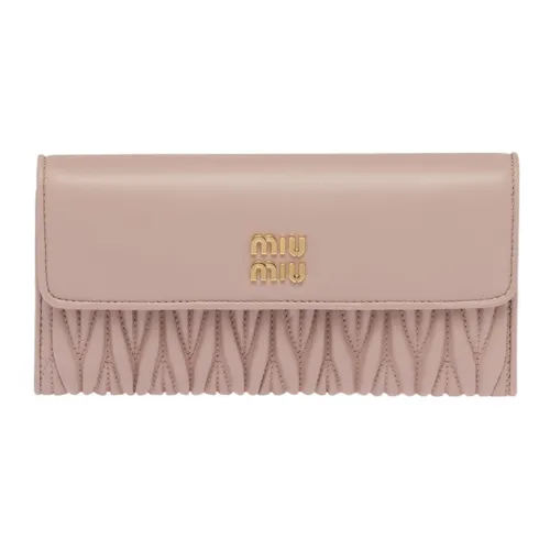 MIU MIU Кожа Клатч Кошелек Большой Женский Светло-Розовый